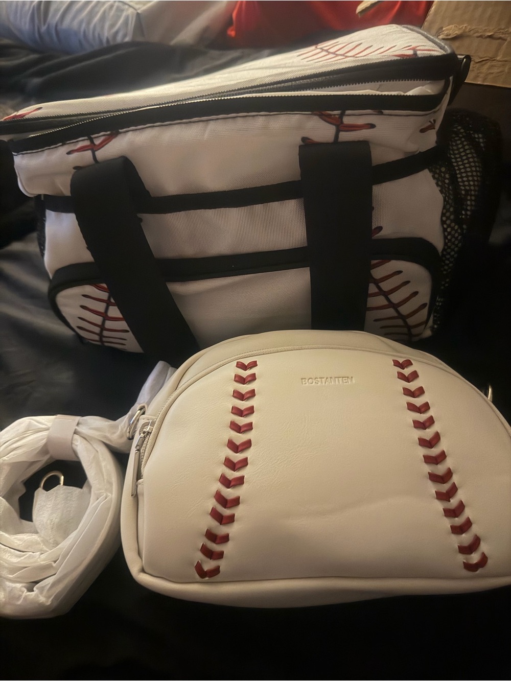 Baseball set-leather purse and cooler bag